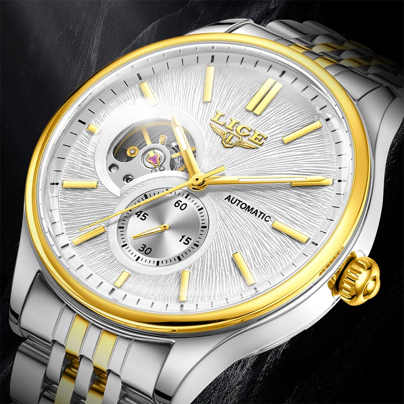

LIGE новые мужские механические часы модные деловые часы мужские водонепроницаемые светящиеся повседневные спортивные автоматические часы с турбийоном для мужчин