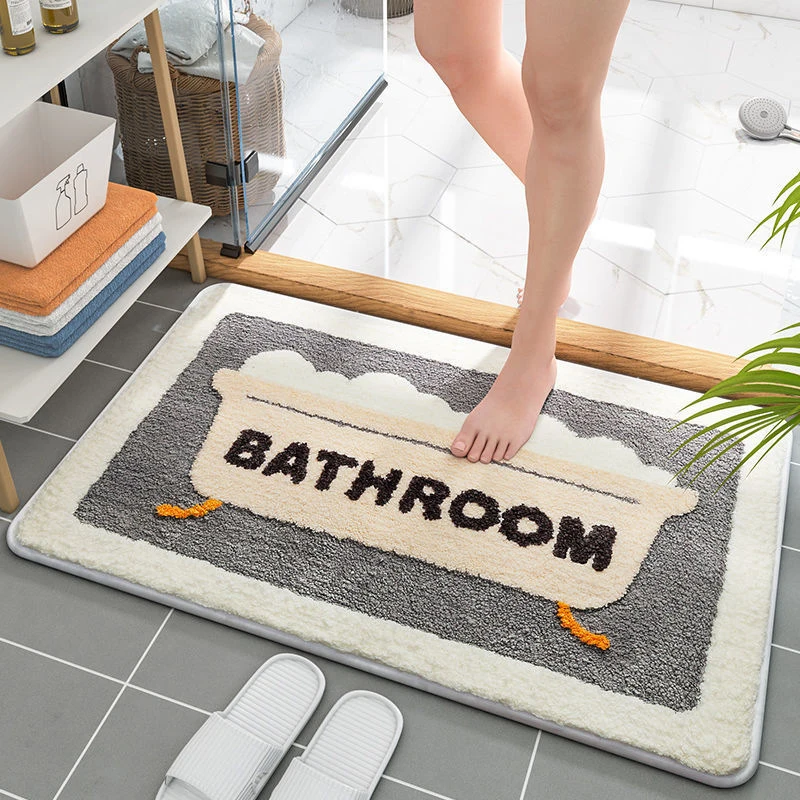 Cute Bathroom Mat Super Absorbent Floor Mat Non-Slip Bath Rug Imitation Cashmere Doormat Bathtub Side Carpet Entrance Door Mats