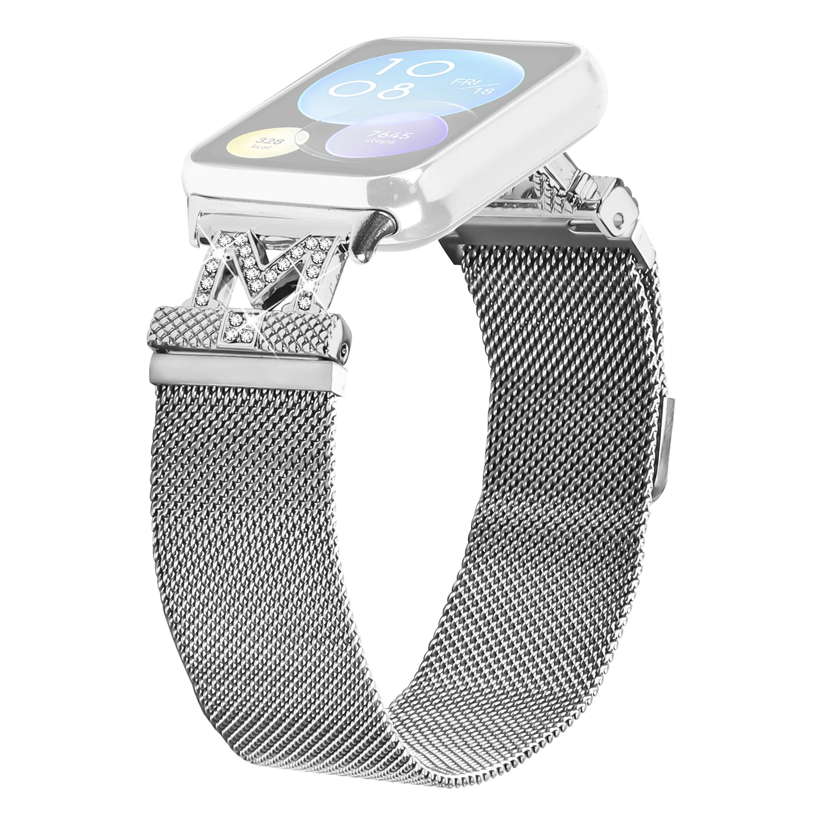 

For Xiaomi Redmi Watch 4 Bands Stainless Steel M-Type Milanese Watch Band Silver Wrist Strap