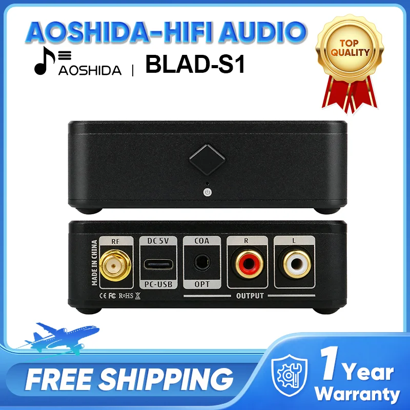 

AOSHIDA BLAD-S1 Audio Receiver Bluetooth 5.1 QCC5125 Audio Receiver ES9018 LDAC HD Lossless Decoding OPTICAL/COAXIAL/RCA Output