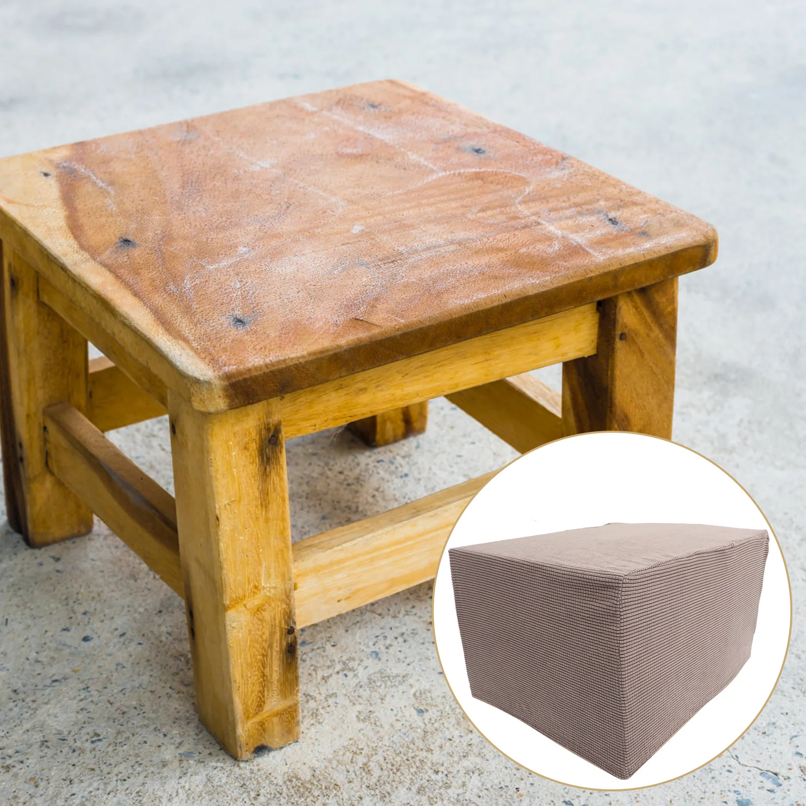 

Footstool Cover Seat Footrest Square Protector All Inclusive Elastic Sttol 92% Polyester Fiber Cushion