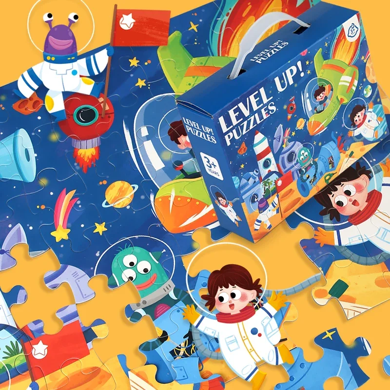 Set di puzzle di giocattoli creativi di puzzle di cartoni animati Montessori personalizzati di carta da 60 pezzi per bambini, ragazzi e ragazze