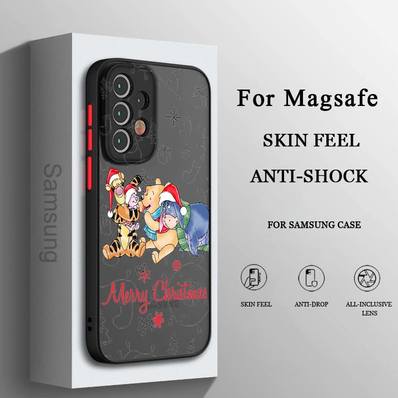 

Merry Christmas Winnie Pooh For Samsung Galaxy A91 A81 A71S A51 A04S A14 A13 A12 Frosted Translucent Phone Case