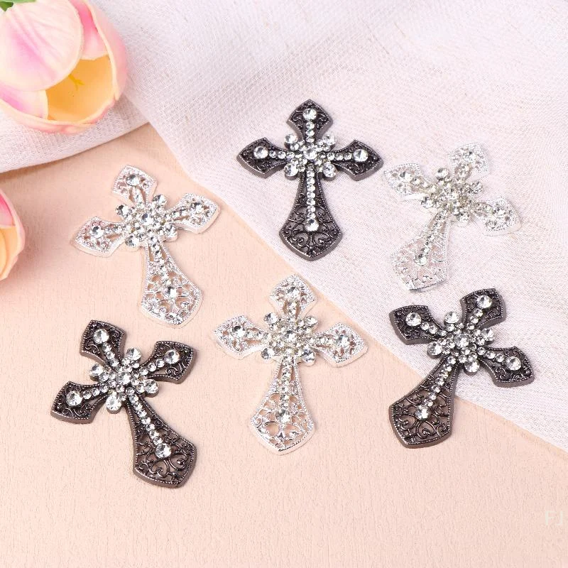 

[YU]2/10Pcs Vintage Cross Crystal Center Flatback Rhinestone Decorative Accessories For Diy Brooch Craft Making