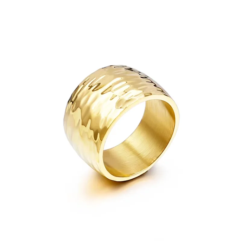 Fongten Wave Rings for Men Women Shiny Stainless Steel Round Wedding Bands Rings Men's Charm Jewelry Wholesale Christmas Gifts