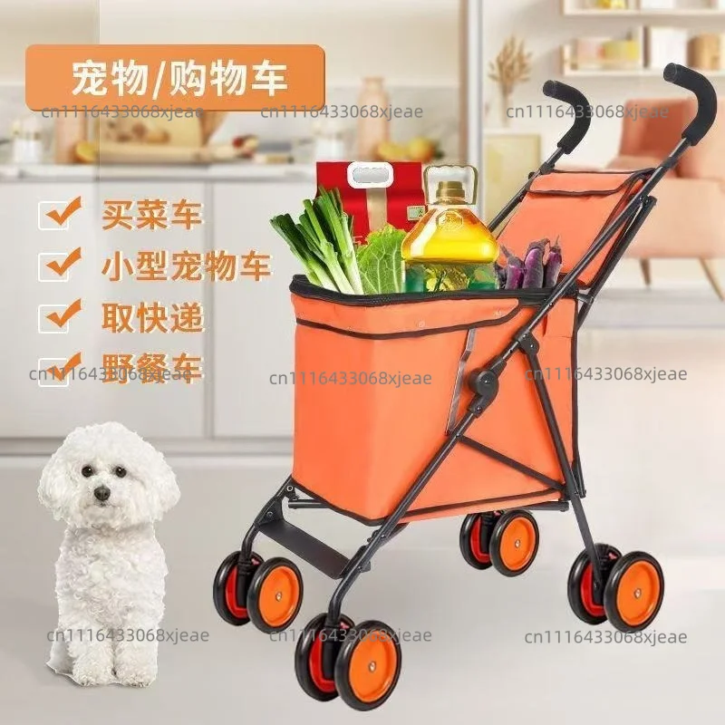 Shopping Cart Light Portable Folding Shopping Cart Trolley Trailer Trolley Camping Stall Pulling Goods Pick Up Express Trolley