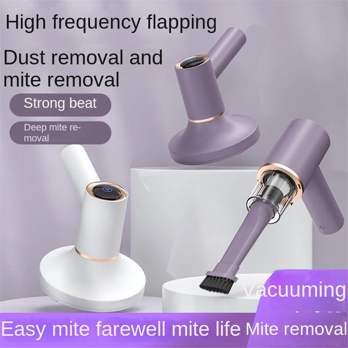 Mite Remover Mini Wireless Bed Vacuum and Remove Mite Eliminator Dehumidification Vacuum Cleaner for Home Purple