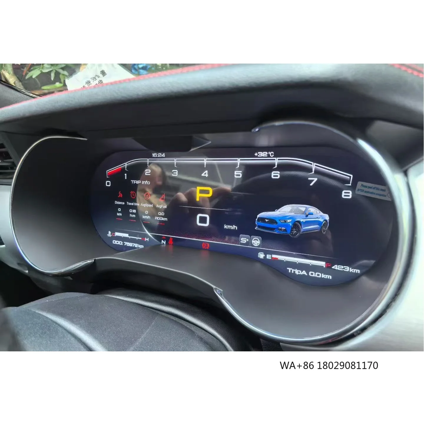 

15,8-дюймовый автомобильный одометр для Ford Mustang 2015-2023, цифровой кластер, виртуальный кабин, автомобильный мультимедийный плеер, приборная панель, измеритель скорости, экран
