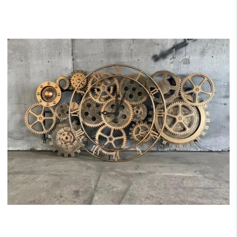 

Punk industrial style Metal large Vintage Wall decor Clock Gear Wall Clock bar decoration