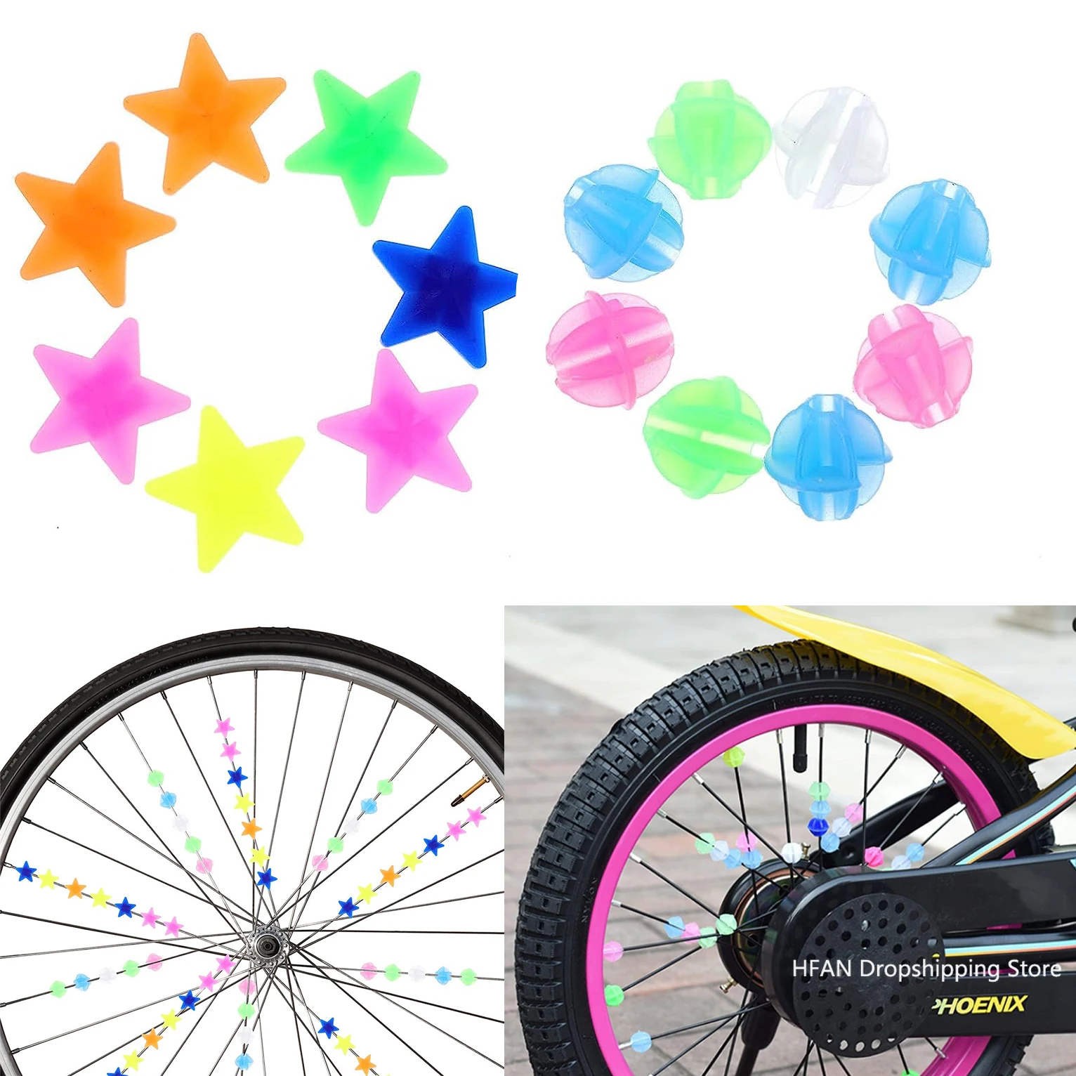 36pcs/set Colorful Decorations Clips for Kids Bike Multi Color Plastic Bicycle Wheel Spoke Beads Children Kid Gifts Accessories