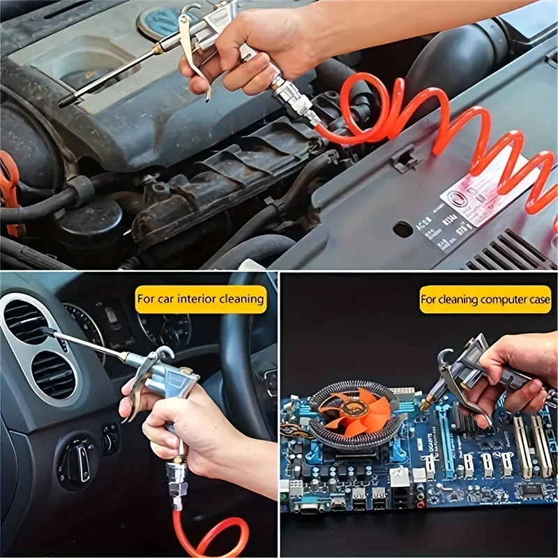 

Metal Pneumatic Air Duster with Extended Nozzles High Pressure Pistol Grip Manual No Power Cleaning Tool forHome Garage Workshop