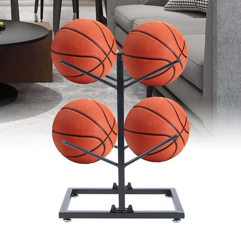 2-Layer/4-Layer Double-Sided/Single-Sided Basketball Organizers Metal Ball Storage Rack Sports Storage for Indoor