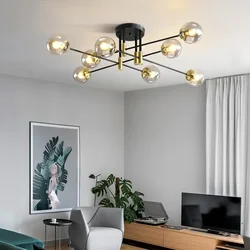 New Modern Led Chandelier Glass Ball Ceiling Light for Bedroom Living Dining Room Kitchen Study Indoor Daily Fixture 4/6/8 Heads