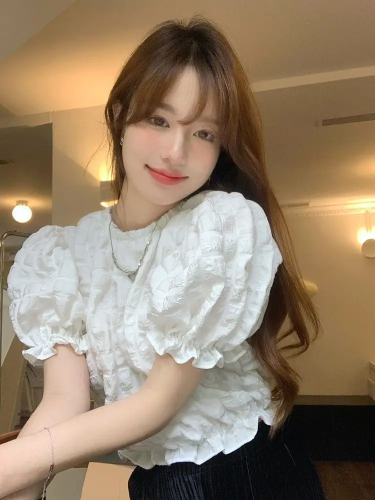 

Chiffon Lantern Sleeve Shirts Women Lightweight Loose Fit Ruffled Hem Perfect for Seaside Walks Romantic Evening Dinner Dates