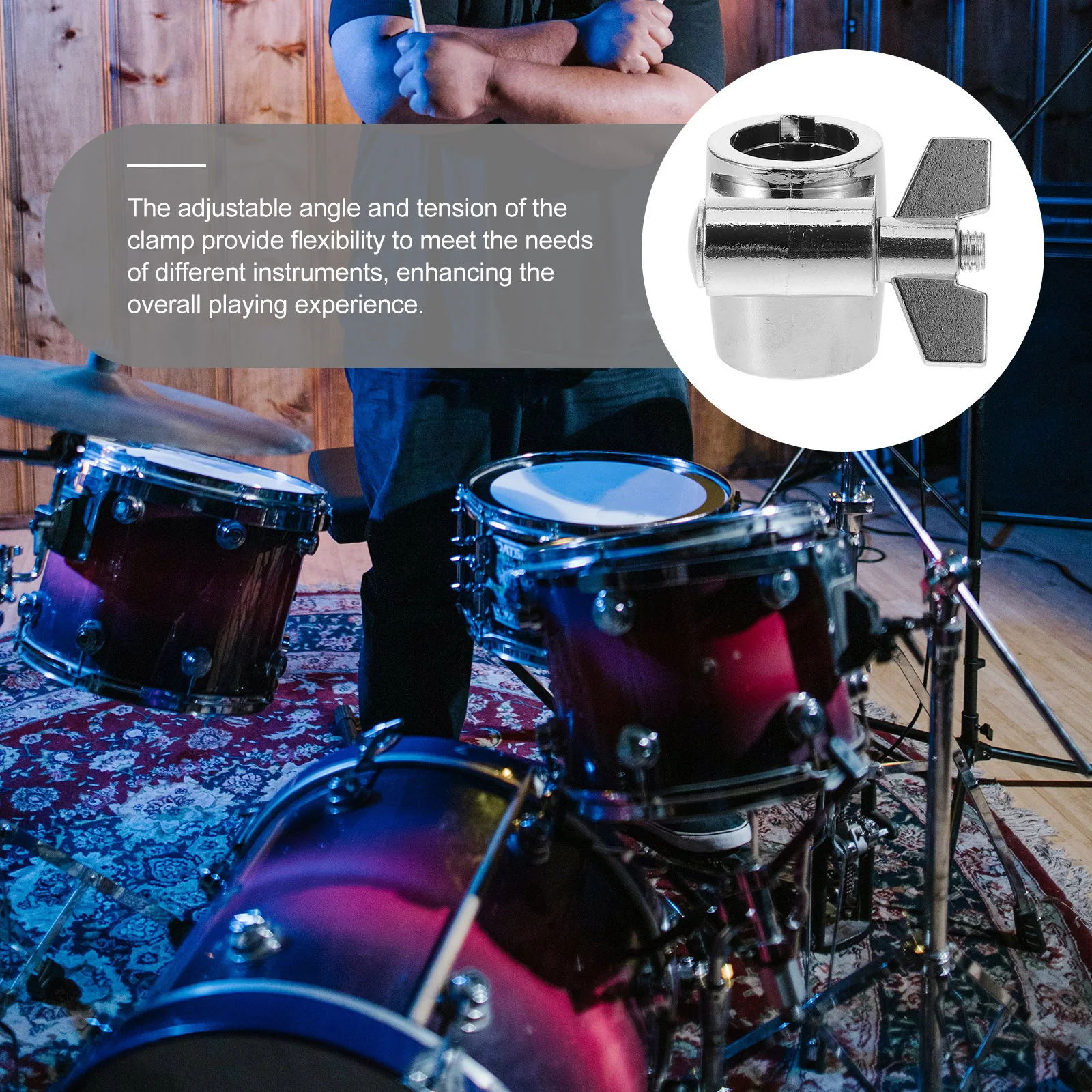 

Adjustable Cowbell Clamp Metal Mounting Bracket For Drum Kit Extension Clip Multifunctional Instrument Accessory