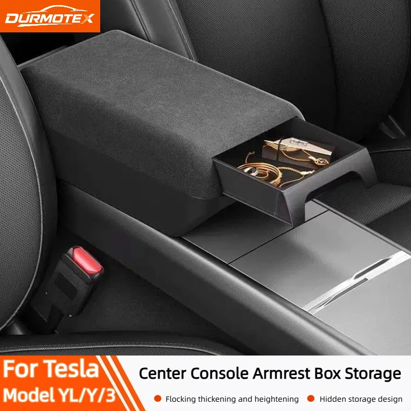 For Tesla Model YL 2026/Y Juniper 2025+/3 Highland 2024+ Center Console Arm Rest Lid Armrest Box Height Increasing Storage Box
