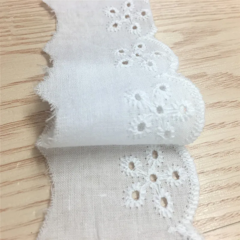 

15 Yards soft cotton fabric embroidered lace trim 100% pure cotton lace border edge wide 4.5cm lace trim