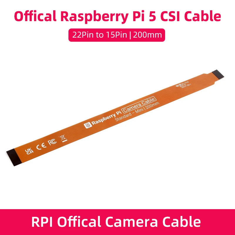 

Official Raspberry Pi 5 Camera Flexible Flat Cable 22Pin to 15 Pin CSI Cable for RPi 5 200mm