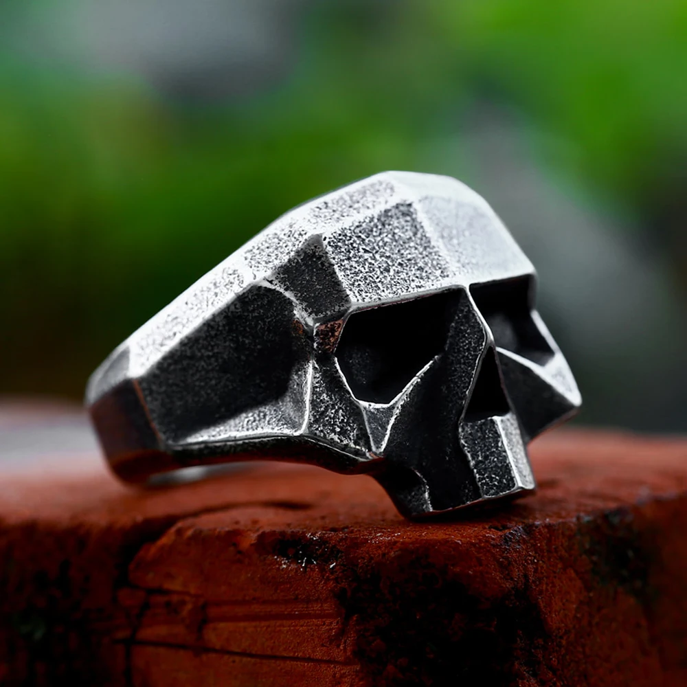 New Vintage Unique Design Skull Ring Punk 316L Stainless Steel Skeleton Rings Motorcycle Men\'s Amulet Jewelry Gift Wholesale