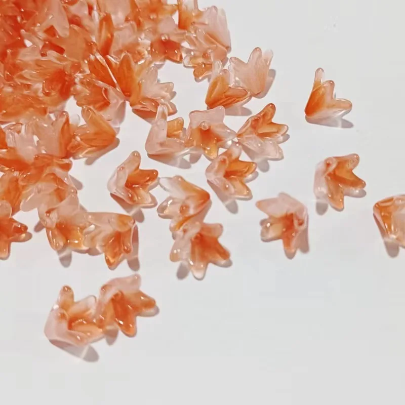 30Pcs 12MM Gradient Color Lily Flower Czech Crystal Glass Beads for Jewelry Making Hairpin Handmade Diy Bracelet Accessories