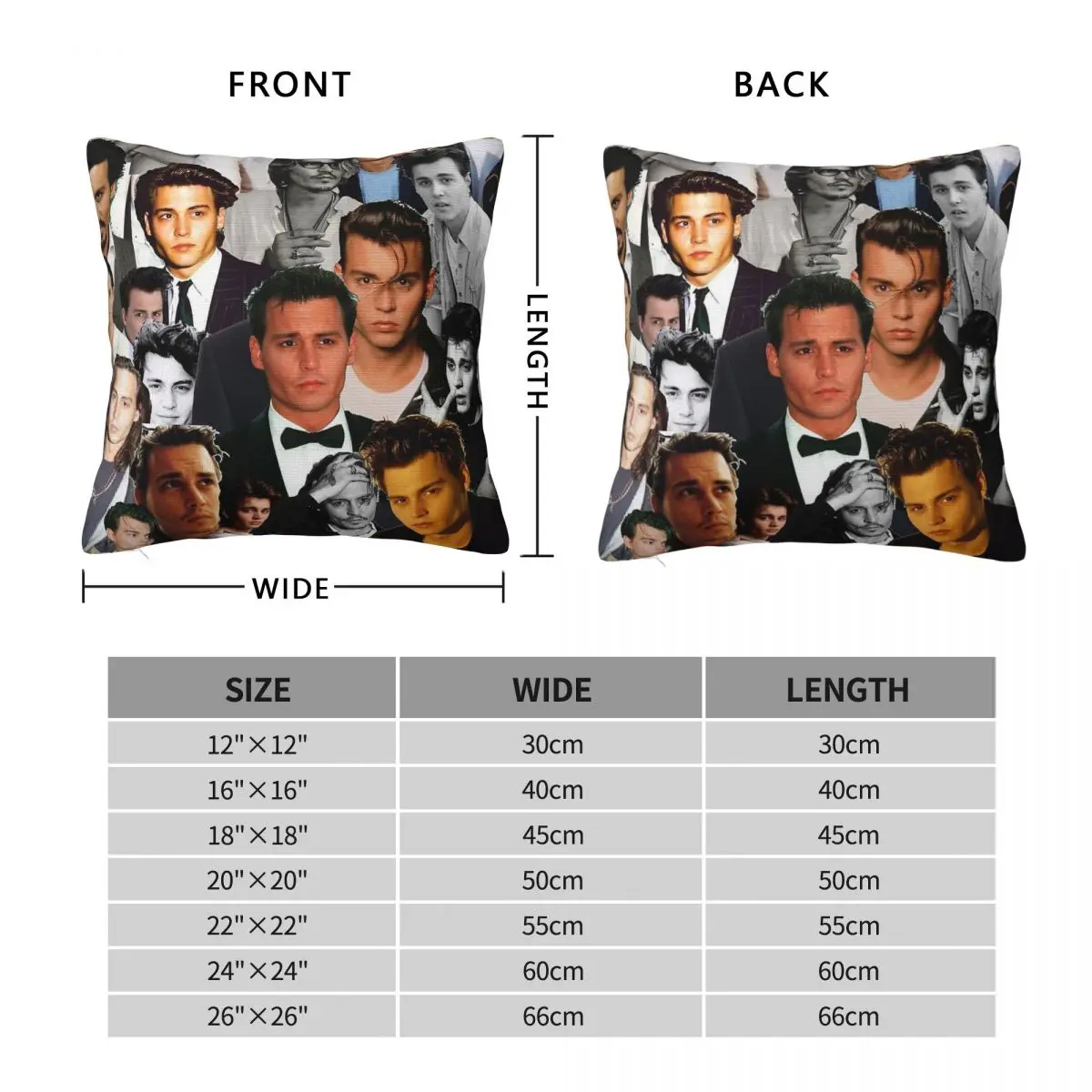 Johnny Depp Collage Pillowcase Polyester Linen Velvet Creative Zip Decor Bed Cushion Cover