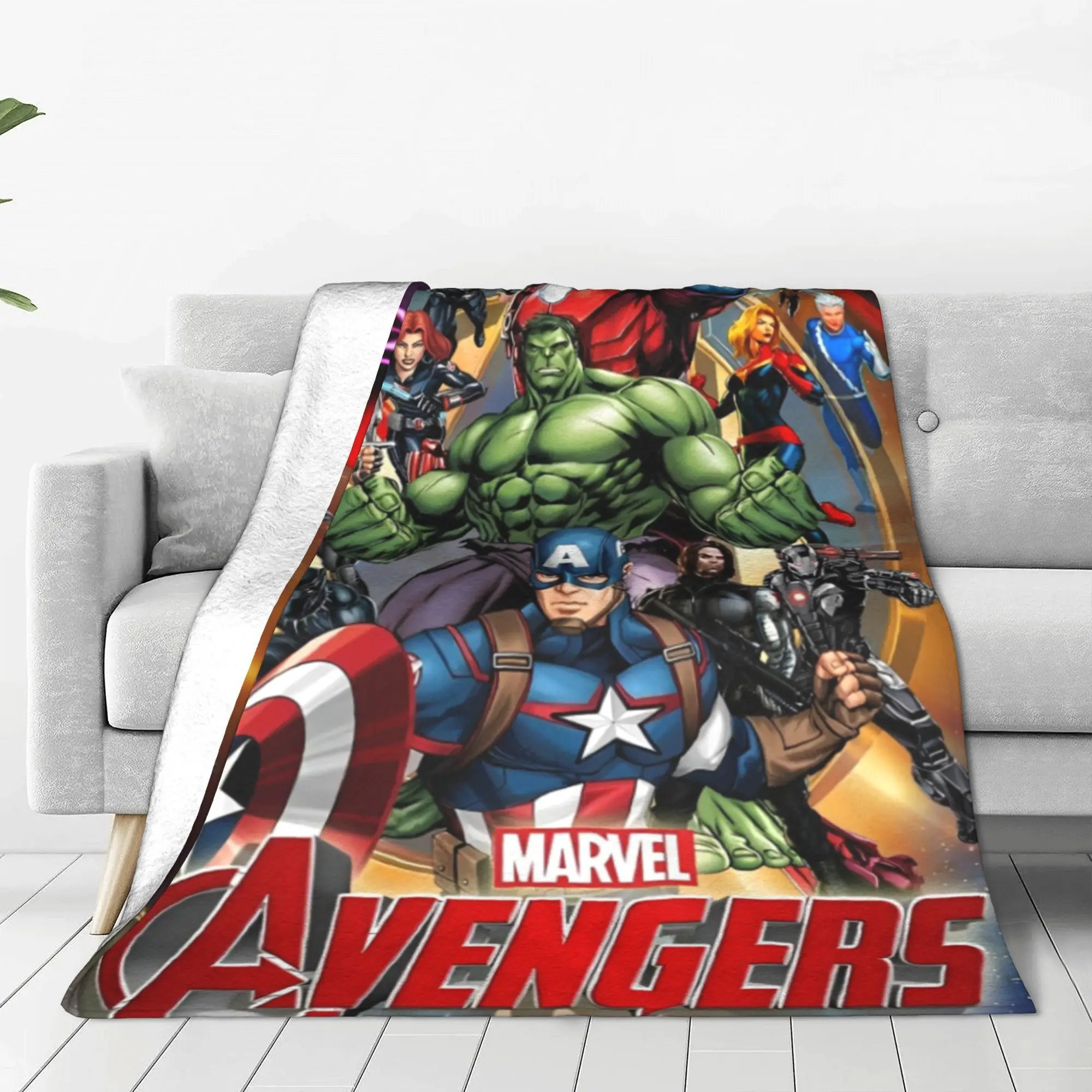 Avengers Superhero Iron Man Blanket Velvet Textile Decor Thanos Hulk Spider-Man Portable Super Soft Throw Blankets Rug Piece