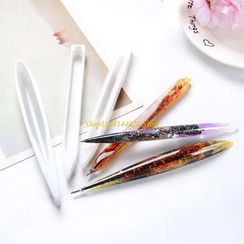 

N5KE 3Pcs Ballpoint Pen Silicone Molds with Ballpoint Refill for DIY Art Pen Resin Crafts Student Back to School Gift Resin