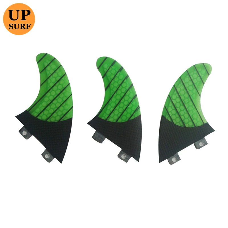 Sup Board Fins G5 Green Color Honeycomb Fiberglass Surfboard Double Tabs Fin Tri fin set for Surfing Water Sports