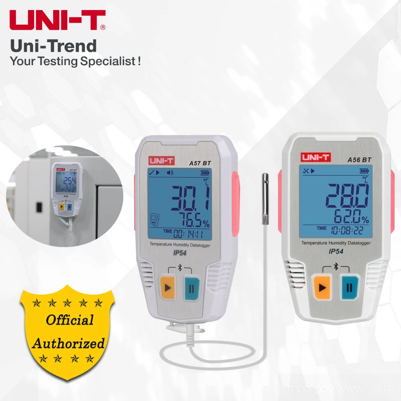 

UNI-T A56 BT/A57 BT Temperature Humidity Datalogger;64000 data storage/Bluetooth to PC communication