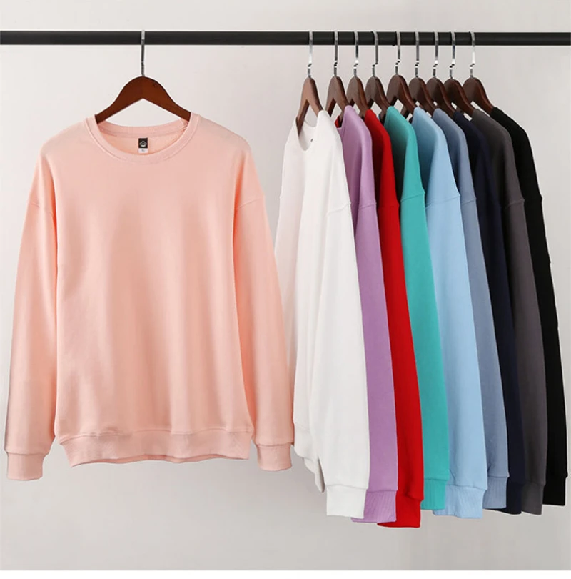 Customized Printed Cotton O Neck Pullover Long Sleeved Sweatshirts Men Women DIY Your Like Photo or Logo Fashion Casual Tops Tra