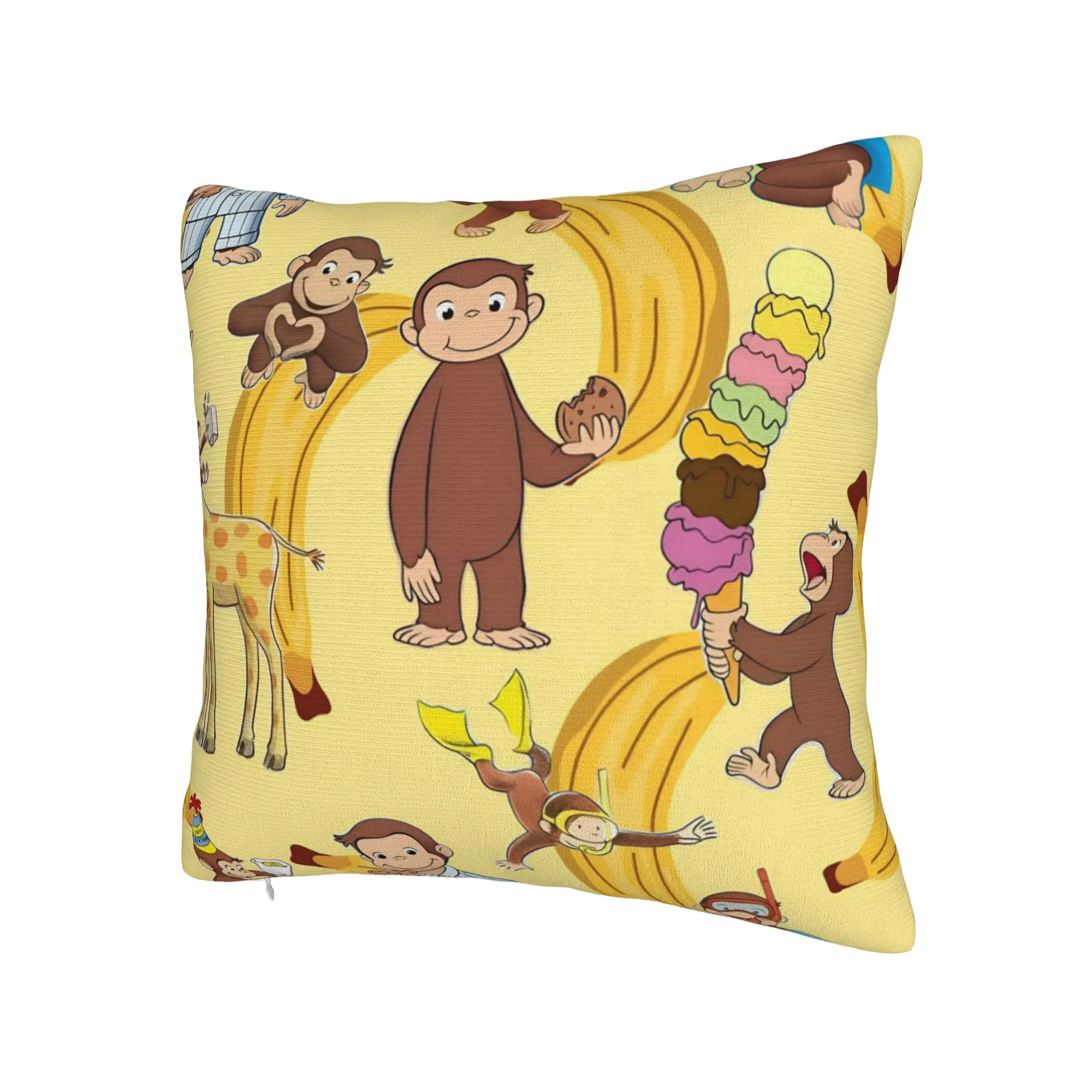 Decorative Pillowcases Curious George African Monkey  Product Bed  Throw Pillow Case Cover Square Style Multi-Size