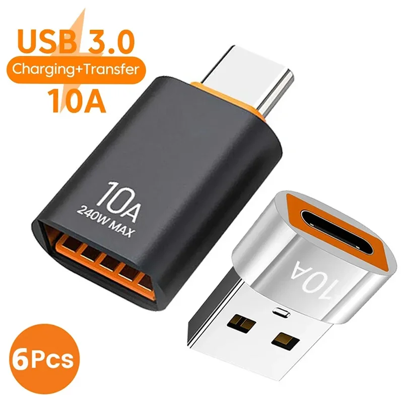 

10A Adapter Charging Head USB to Type-C3.0 Data Transmission Data Cable Mobile Phone Adapter Laptop Charger Stainless Steel Plug