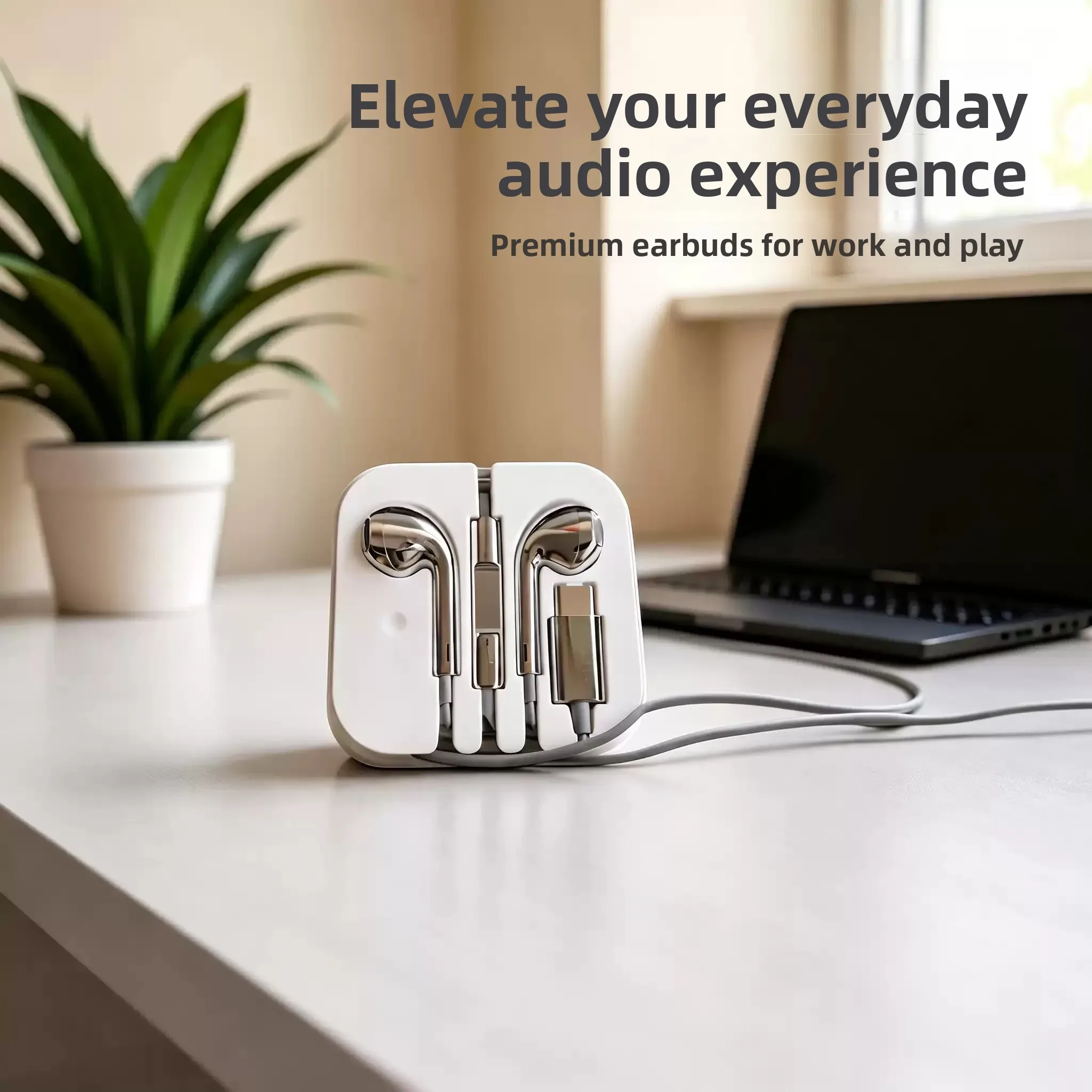 Silver Wired Earphones Type-C Lighting 3.5mm Wire Call In-ear IPhone Android Universal Headphones Electroplated Y2K Style
