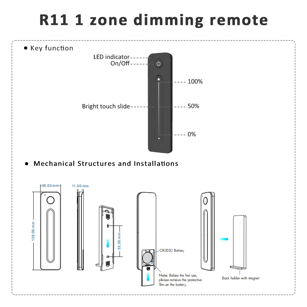 Wall Mounted Rotary Panel Led Controller DC 12V 24V Dimmable Wireless Remote Control for 5050 2835 Single Color LED Strip Light