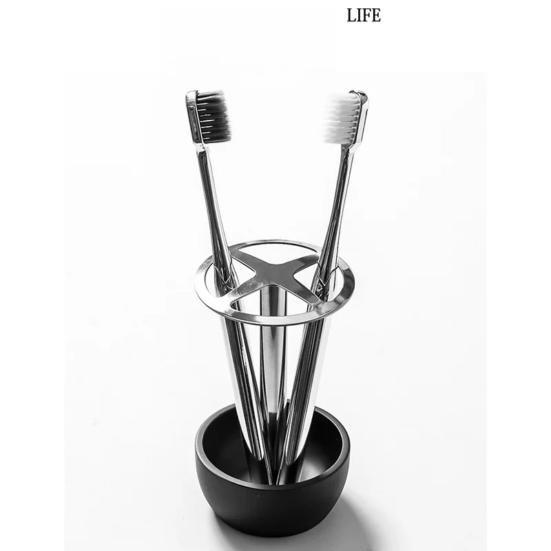 

Stainless Steel Bathroom Toothbrush Holder Hollow out Design Desktop Cosmetic Brush Storage Comb Toothpaste Organizer