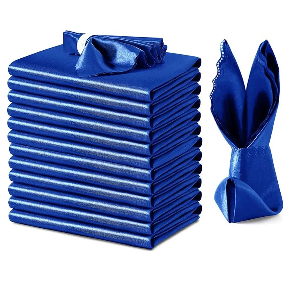 12Pcs Square Satin Table Napkin Hotel Serving Table Napkins Wedding Party Soft Handkerchief Christmas Home Table Decor 30cm