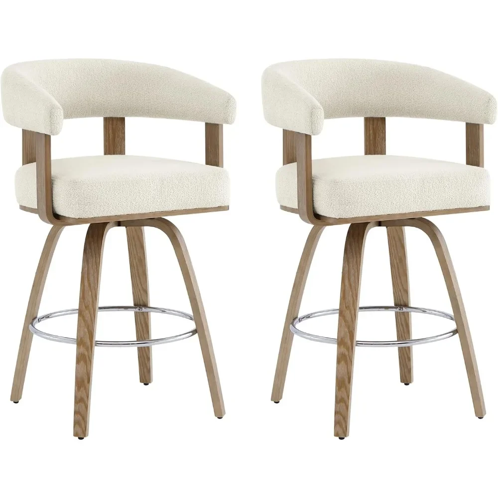 Swivel Counter Height Barstools Set of 2 Upholstered Bar Stools with Back and Armrest for Kitchen Island Home Bar 27"Seat Height