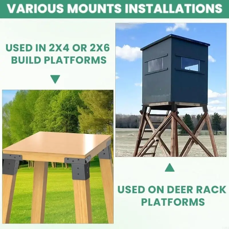 Pack of 4 Durable Brackets for Building Stable Outdoor Structures Like Observation Decks and Platforms