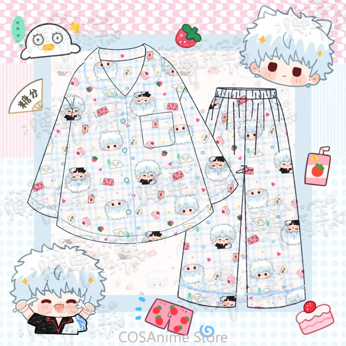 Sakata Gintoki Anime Cosplay Kostüm Frühling Herbst Lange ärmel Pyjamas Hause Kleidung Männer Frau Hause Tragen Weihnachten Geschenk