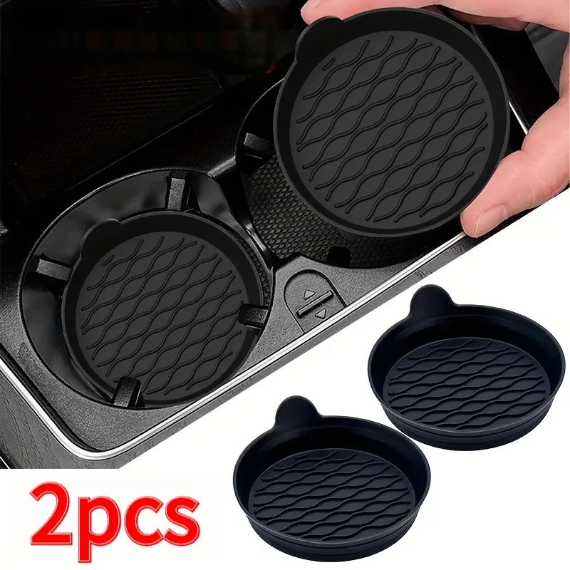 Car Silicone Waterproof Cup Mat, Universal Round Non-Slip Pad for Car Storage Slot & Center Console Cup Holder