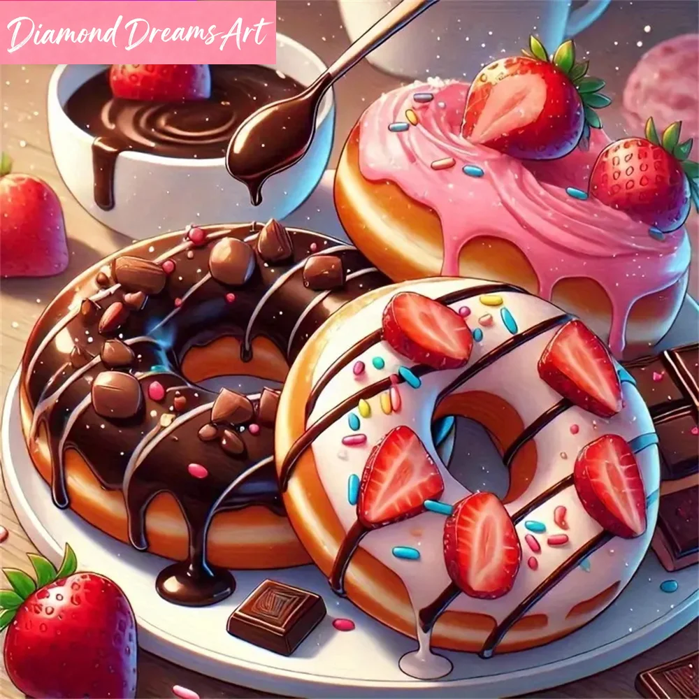 5D DIY Elmas Nakış Donut Akrilik Zanaat Malzemeleri Boyama Tatlı Yiyecek Yeni Varış Elmas Mozaik El Yapımı Hobi, çerçevesiz