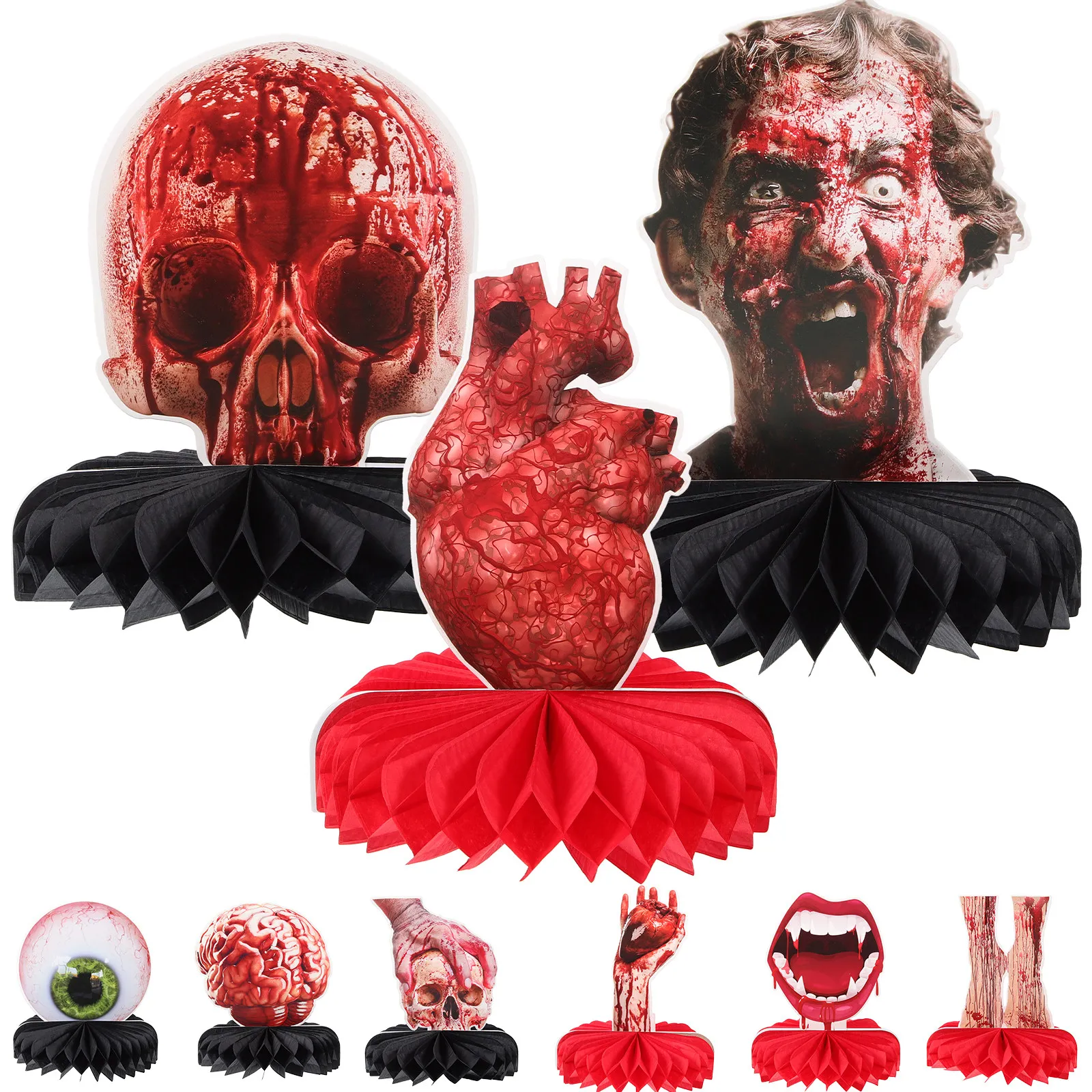 

9pcs Bloody Hand Foot Ornaments Halloween Party Decorations Creepy Honeycomb Centerpieces Desktop Table Layout Props