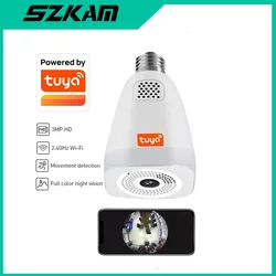 TUYA APP Smart 360 Panoramic Wireless HD CCTV Security IP Camera 3MP Wifi Light E27 Bulb WIFI Color Night Vision Two way audio