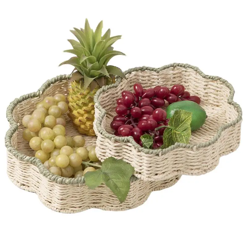 

Handwoven Storage Basket Rattan Storage Tray Simple And Stylish Woven Wicker Basket Bread Fruit Breakfast Tea Picnic Basket