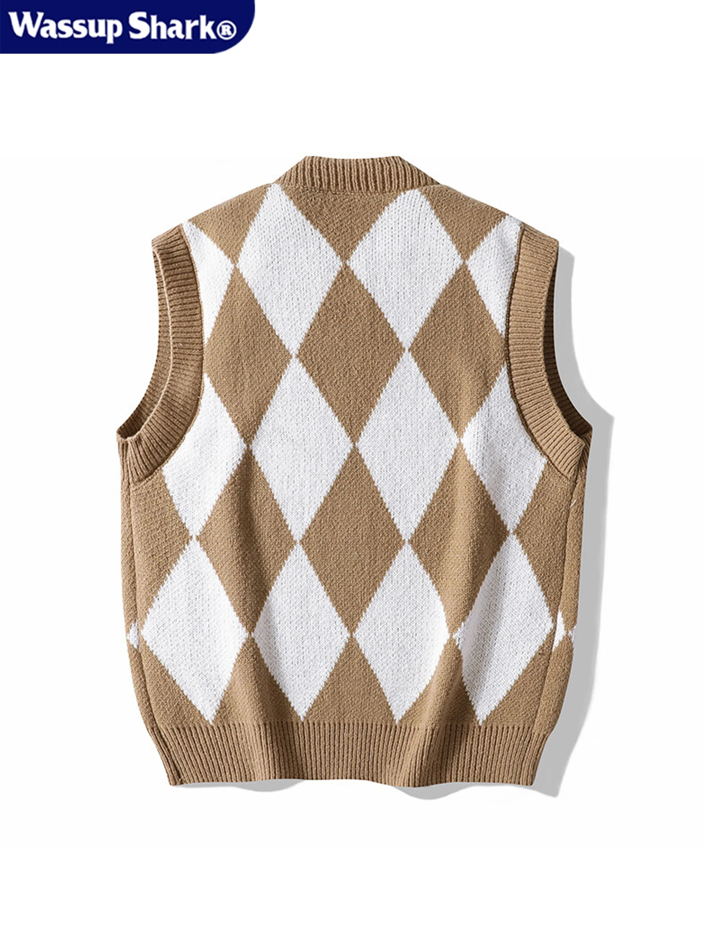 

Wassup ark японский клетчатый вязаный свитер, жилет ex, модный ленивый открытый кардиган, верхняя одежда для пар, повседневная свободная посадка