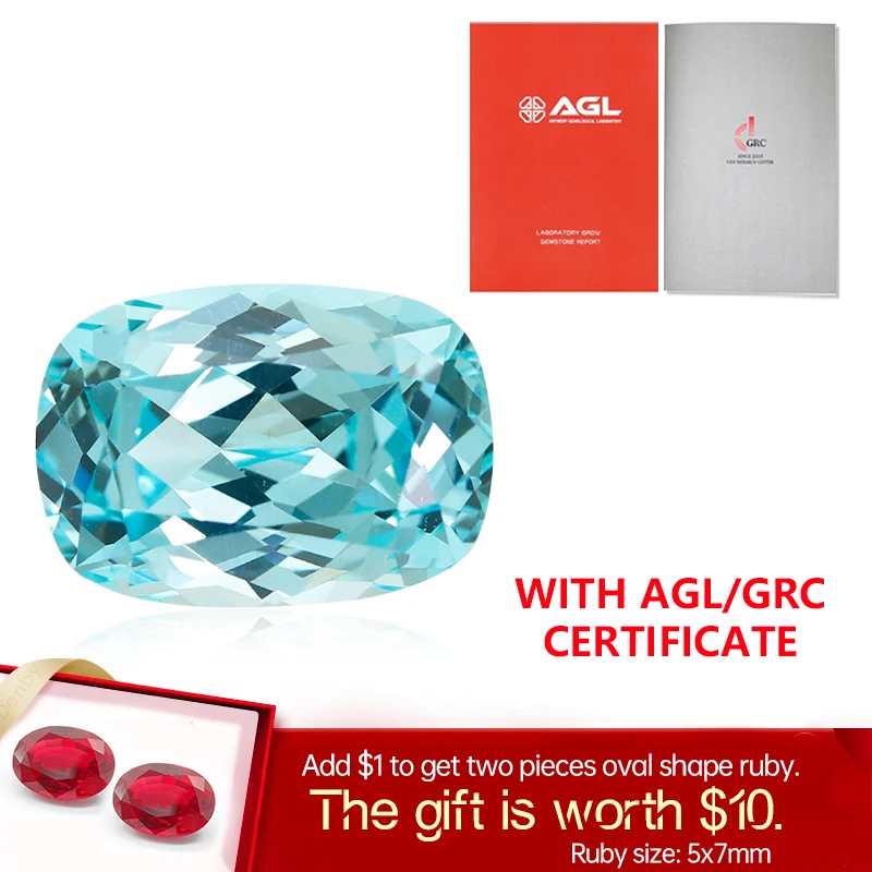 

YinZheng CzochralskiLab Grown Paraiba Cushion Cut Loose Gemstone Selectable AGL Certificate Cultivate Paraiba