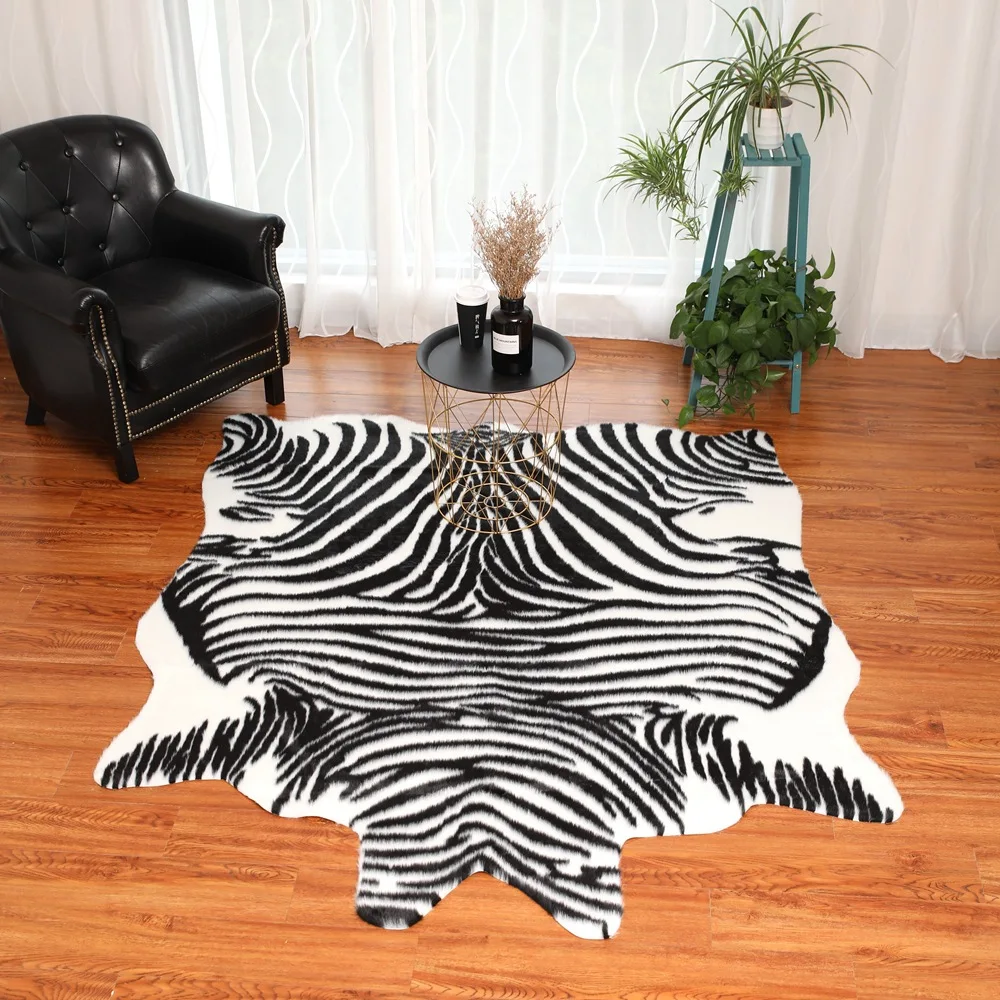 

Imitation Animal Skin Pelt Zebra Shaped Carpet Sheepskin Area Rug Room Decor Carpets For Living Room Rugs For Bedroom Floor Mats