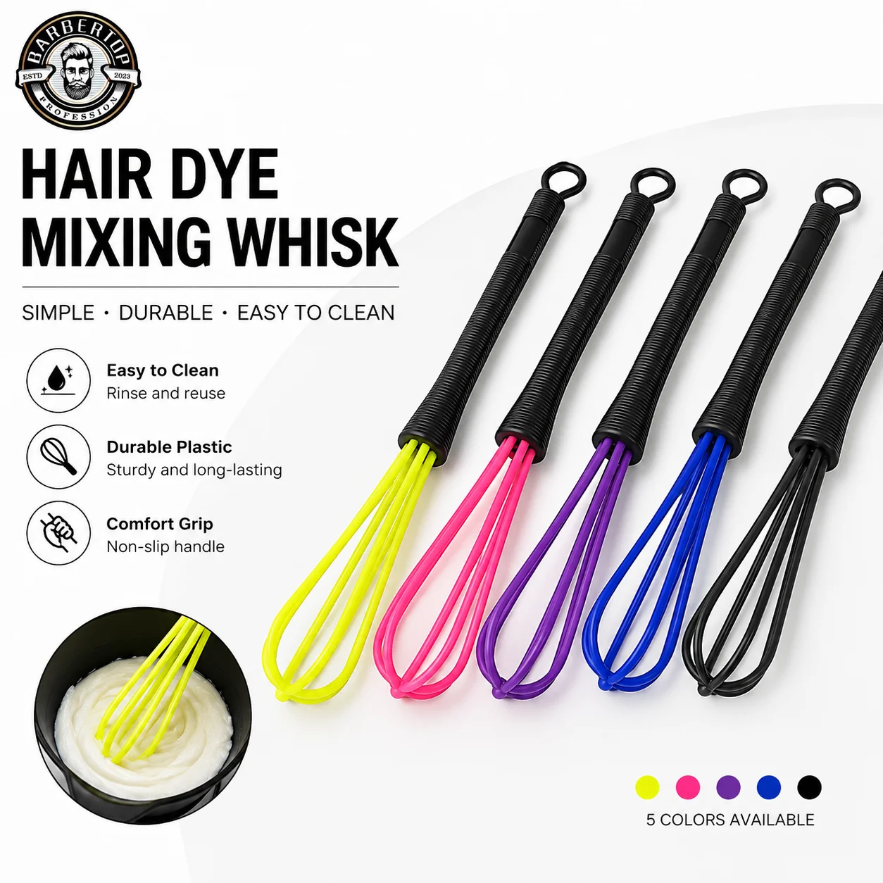 Creme de cabeleireiro de plástico, mistura de cores de cabelo, haste agitadora, escova de tingimento de cabelo, ferramentas de estilo de salão, acessórios profissionais de barbeiro