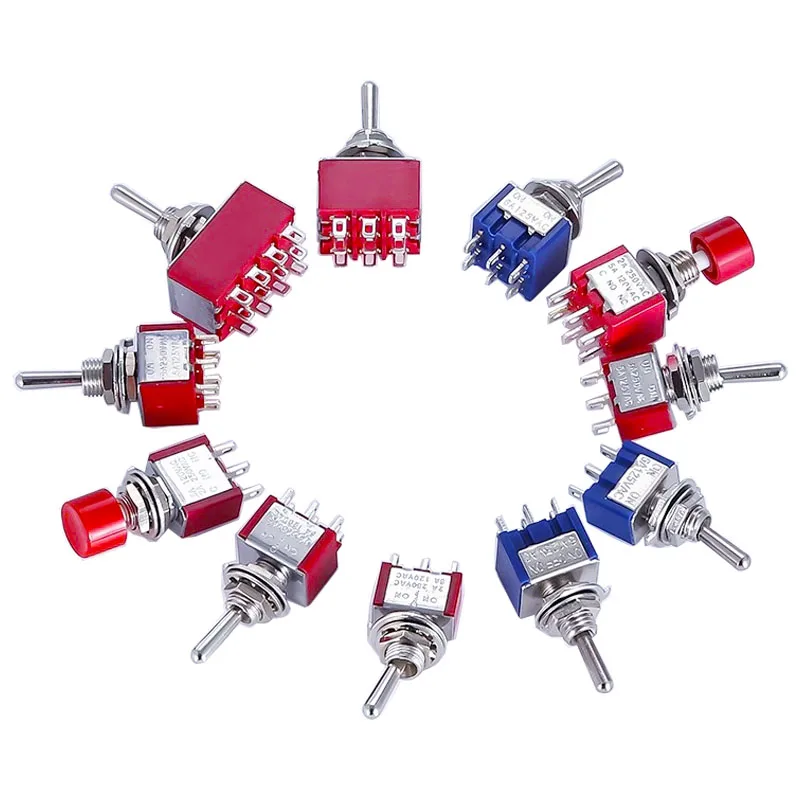 5PCS SPDT DPDT Reset Latching Toggle Switch 125V6A MTS-302 Mini Miniature Toggle Switch MTS-403 ON-ON Mini Toggle Switches