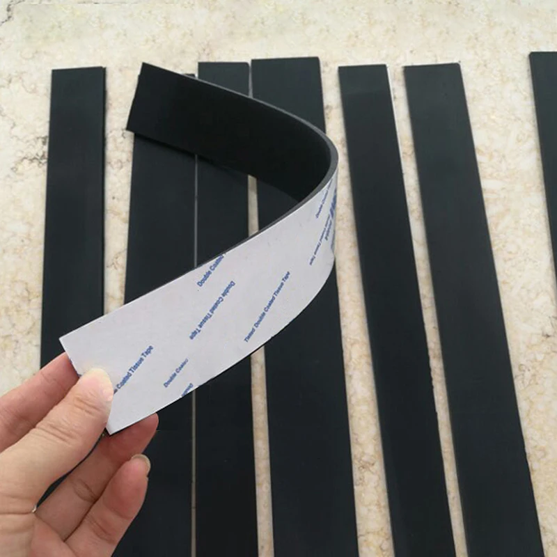 4 Slices Thickness 0.5/1.5/2/3/4mm Black Self Adhesive Silicone Rubber Strip Pad Non-slip Shock-Absorbing Rubber Pad